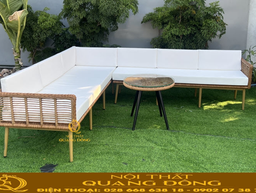 Sofa giả mây giúp phòng khách thêm hiện đại