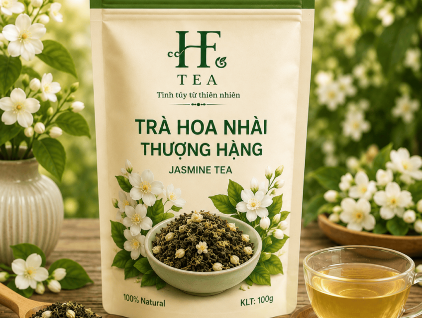 Trà Hoa Nhài HT Tea (Túi 100g) - Hương Nhài Dịu Nhẹ Tự Nhiên, Vị Thanh
