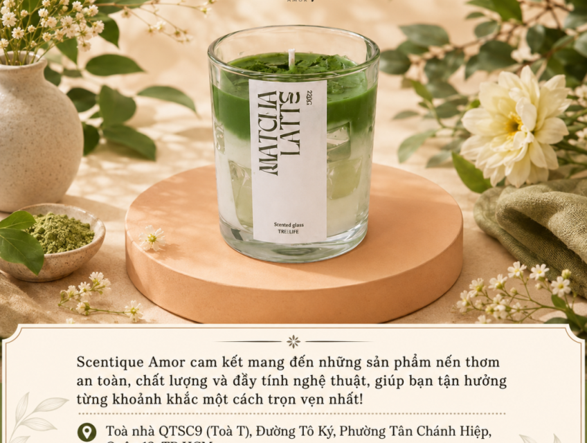 Nến Thơm Tạo Hình Ly Matcha Latte – Decor Xinh, Hương Thơm Thư Giãn