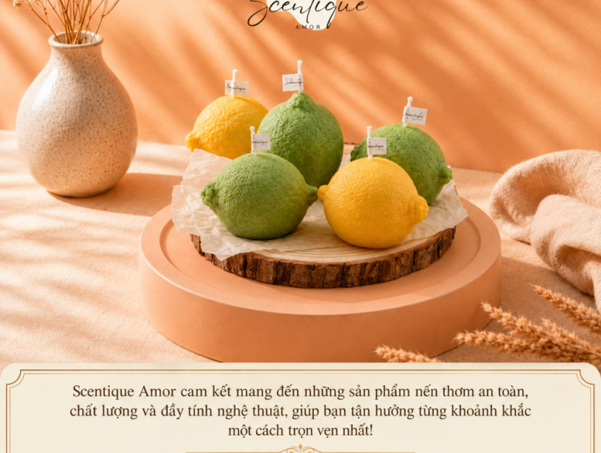 Nến Thơm Hương Chanh Thanh Mát – Trang Trí Phòng Ngủ, Bàn Làm Việc