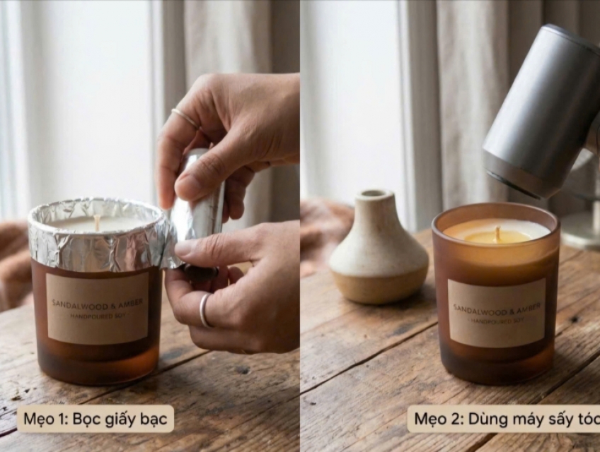 Mẹo Dùng Giấy Bạc Cấp Cứu Nhanh Hũ Nến Bị Thụt Tim Tại Nhà