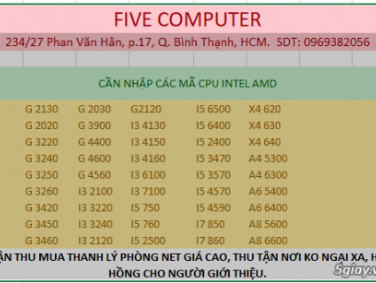 cần nhập cpu intel amd vga
