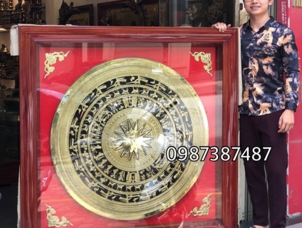 Mặt trống đồng 60cm khung gỗ