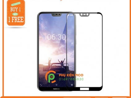 Kính cường lực Nokia 6.1 Plus 2018 full viền (tặng miếng lấy bụi, khăn