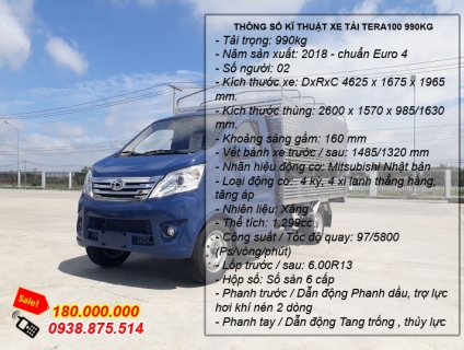 Xe tải Teraco 990 kg, xe tải Daehan Tera 100