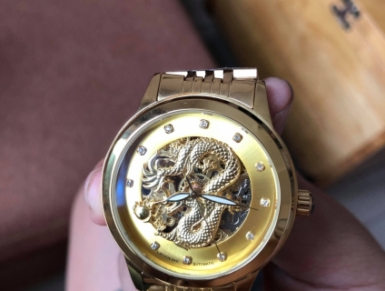 Đồng hồ cơ LAOGESHI 3688 RỒNG Viền vàng end 23h00 03/09/2018