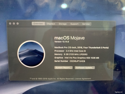 Macbook Pro Touch 2018 13 inch Gray i5 2.3/8GB/256GB (99% Future Word)