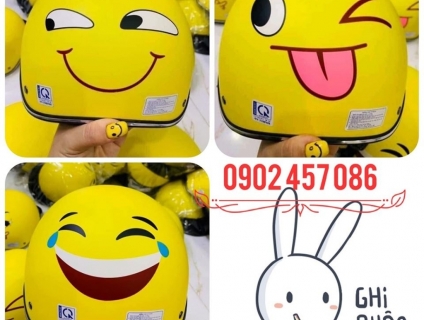 Nón bảo hiểm màu vàng hình icon mặt cười các loại