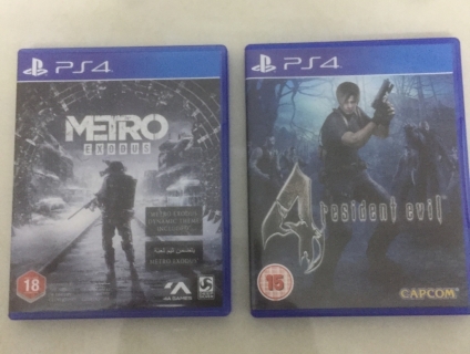 Bán 2 đĩa game cực hay PS4: Metro Exodus và Resident evil 4, rất mới