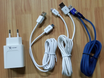 Bộ Sạc 2 cổng USB + 2 cable Micro/Type C/Lightning 2m, hàng TGDD. End 23h ngày 24/9/2019