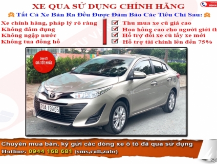Bán Toyota Vios 1.5E - Số Sàn - 2019, Xe Lướt Như Mới