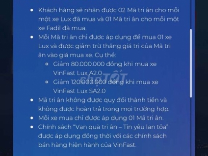 Cần bán lại voucher - gift code giảm giá mua xe Vinfast
