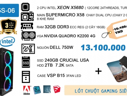 [CÂN TẤT ĐỒ ĐỒ HỌA CÙNG GAMER ]2 CHIP INTEL XEON X5680 -12 x 24L