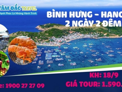 Tour du lịch đảo Bình Hưng - Hang Rái 2N2Đ