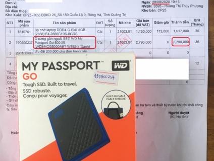 Bán 01 Ram 8G bus 2666 Laptop- Bán 01 SSD 500G WD Laptop. Giá tốt