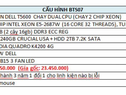 Máy tính giá tốt 2 CHIP INTEL XEON E5-2687W (16 CORE 32 THREADS)