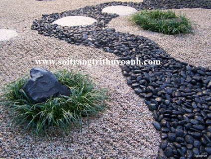 Sỏi đen bóng ốp lát trang trí hcm