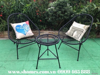 Ghế nhựa mây ngoài trời 2 màu đen trắng