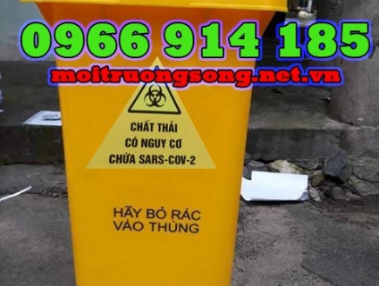 Thùng rác y tế màu vàng 120 lít chứa rác thải covid