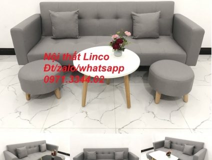 Bộ sofa bed giường tay vịn màu xám bố tại sofa Linco Thanh Hóa