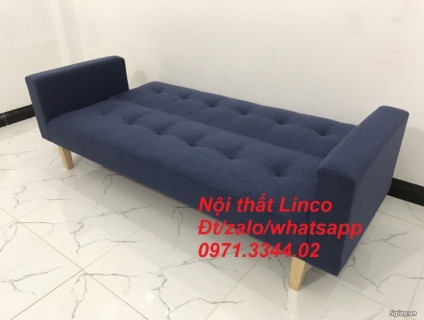 Bộ sofa bed giường màu xanh đậm vải bố giá rẻ tại sofa Linco Nghệ An
