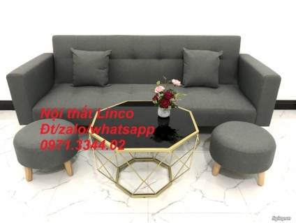 Bộ sofa bed giường màu xám đậm vải bố giá rẻ tại sofa Linco Hải Phòng