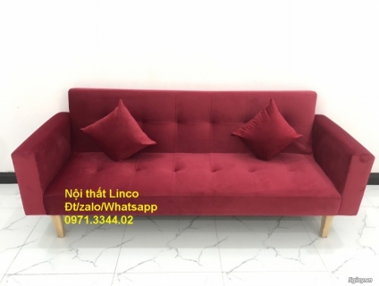 Bộ sofa bed giường màu đỏ đô vải nhung giá rẻ tại sofa Linco Thái Bình