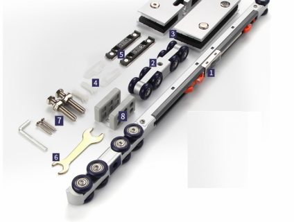 Bộ ray trượt cửa lùa cửa kính treo giảm chấn 2 đầu DFL-P093