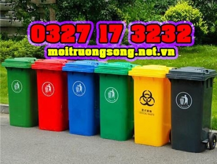 Thùng rác giá rẻ 240l nhựa HDPE nắp kín tại HCM