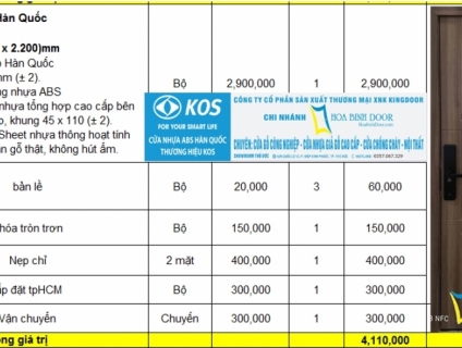 GIÁ CỬA NHỰA ABS TẠI ĐỒNG THÁP