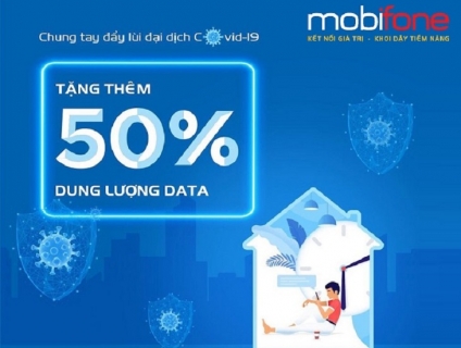 MobiFone tặng thêm 50% dung lượng data 1 số gói cước