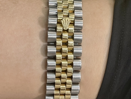 •••RL 6 Số 116233 demi vàng  18k mặt số trắng - cọc số la mã lớn