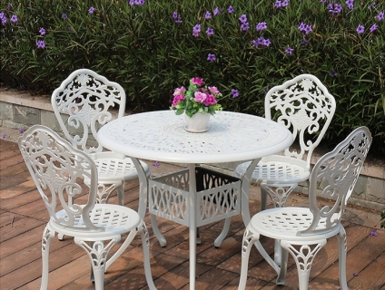 bàn ghế sân vườn ngoài trời bằng nhôm đúc D90