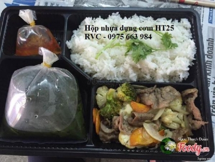 Hộp Nhựa Đen Đựng Cơm 4 Ngăn Dùng 1 Lần