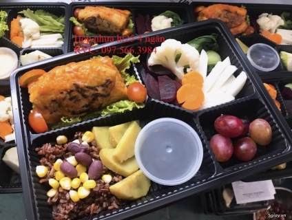 Hộp Nhựa Đen Đựng Cơm Dùng 1 Lần Mang Về 4 Ngăn