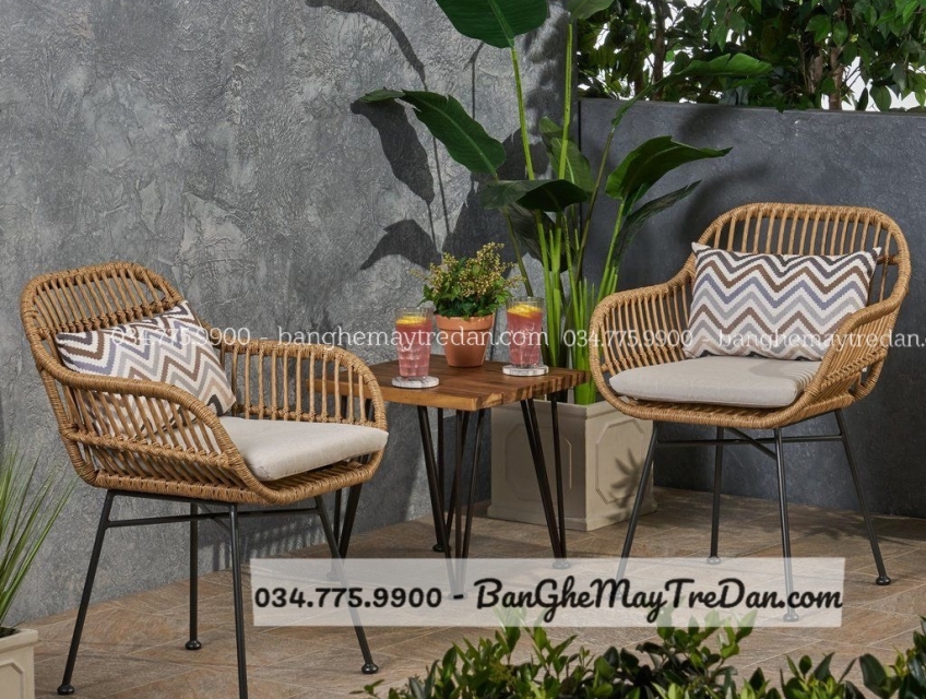 Ghế cafe ngoài trời mây nhựa
