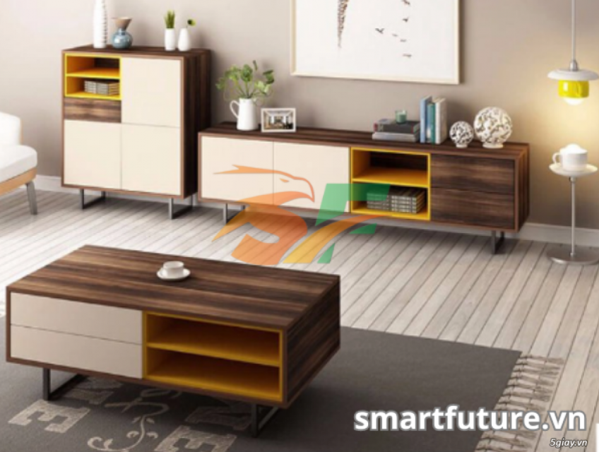 Bàn trà gỗ công nghiệp kết hợp hoàn hảo giữa sang trọng và chức năng