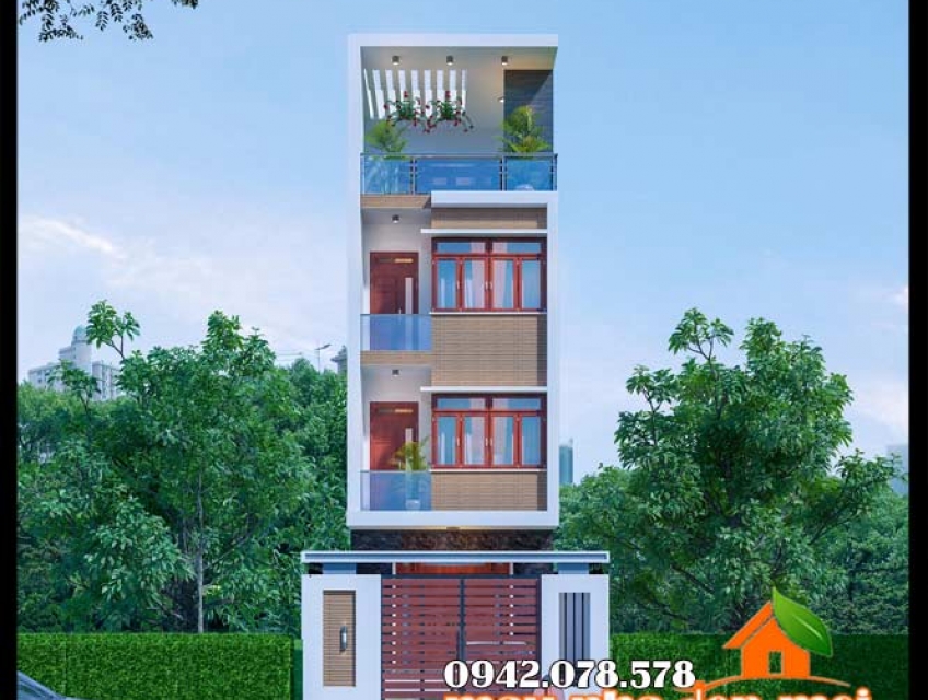 kiến trúc nhà phố 5m 3 tầng 1 tum là không gian sống hiện đại