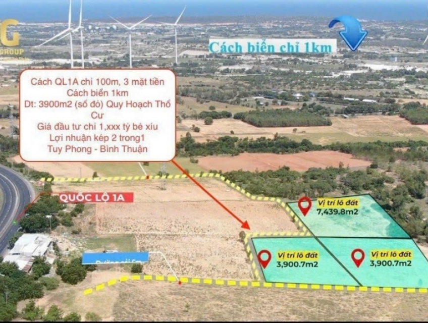 Cần bán đất Tuy Phong Bình Thuận 3900m2 ngay QL1A view biển