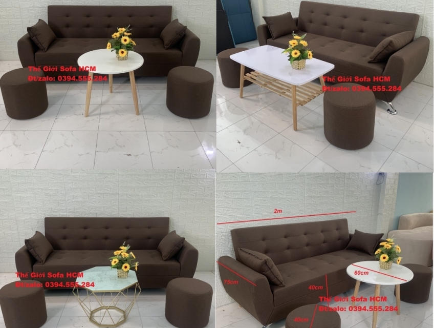 Nội thất phòng khách sofa giường hiện đại chung cư căn hộ