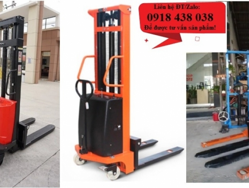 Xe nâng bán tự động, nâng hạ bằng điện di chuyển đẩy tay