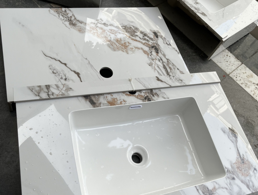 Bàn Đá Chậu Âm 2 tầng kích thước 50*80 ( kèm giá đỡ inox )