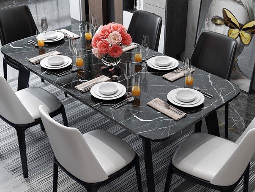 Bộ bàn ăn 6 ghế mặt đá
