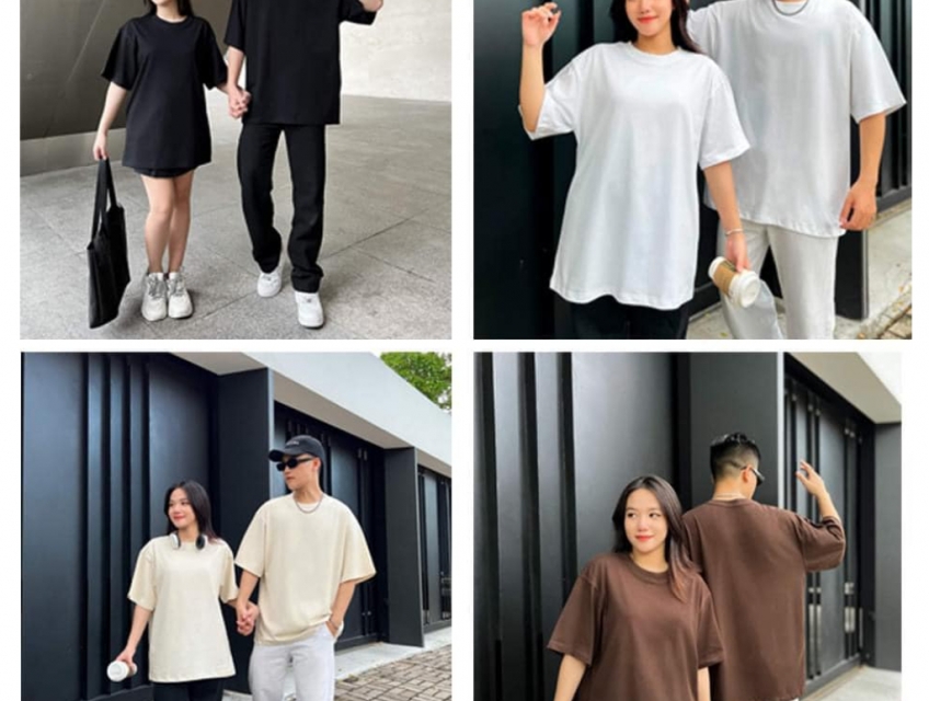 Áo Thun Unisex Thời Trang Basic Tee Phông Trơn Nam Nữ Tay Lỡ Oversize