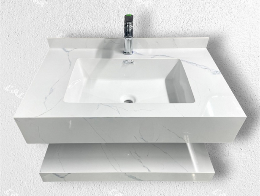 Bàn đá 2 tầng tràn viền trắng vân mây