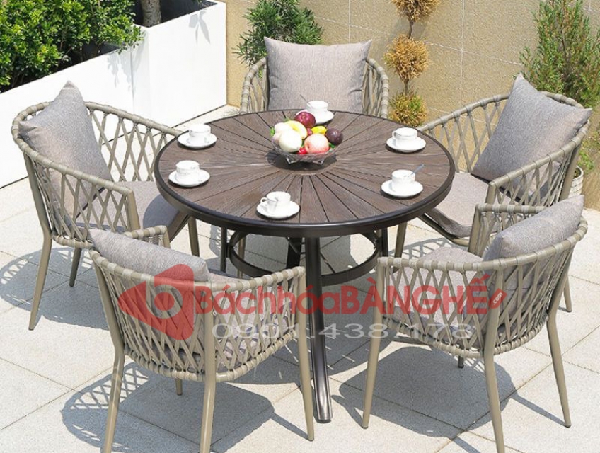 Bộ bàn ghế ăn, bàn ghế cafe sân vườn bàn tròn 1m