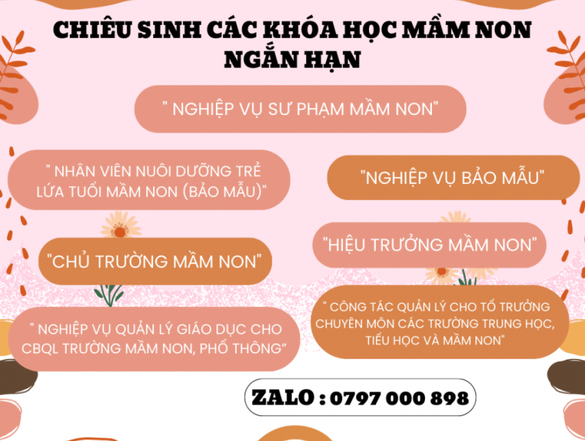 [CHIÊU SINH CÁC KHÓA HỌC MẦM NON NGẮN HẠN ]