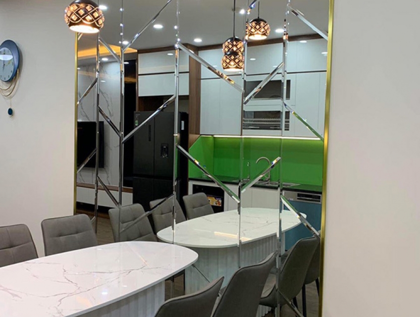 Gương dán tường kiểu xương cá và ứng dụng trong thiết kế nội thất văn