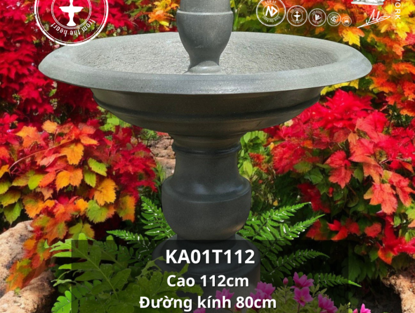 Đài phun nước 1 tầng Kum Niken H66 x D50 cm