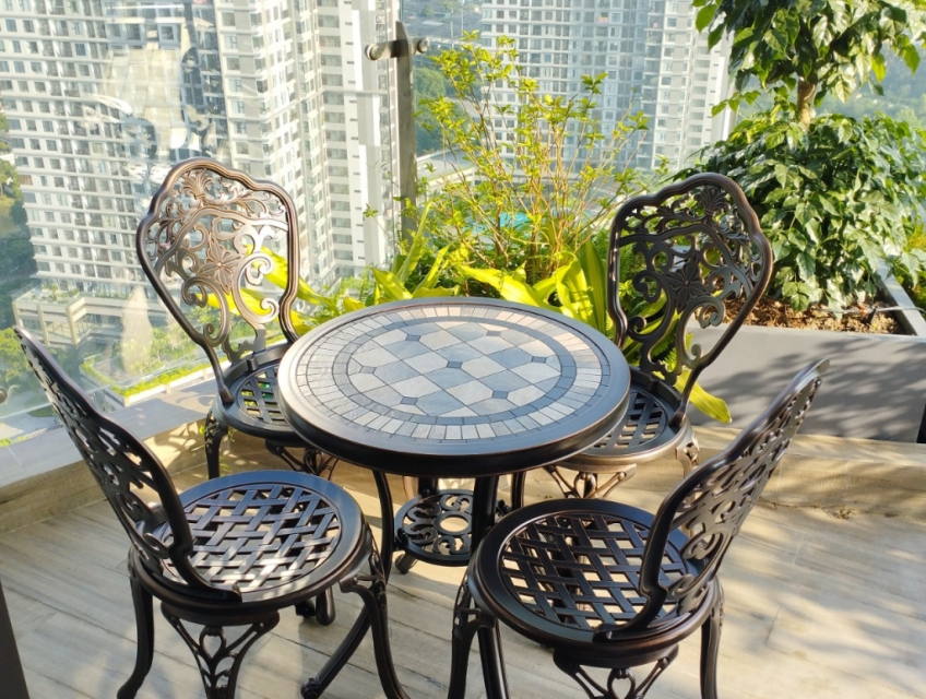 giảm giá 15% Bộ Bàn Ghế Ngoài Trời nhôm đúc Mặt Đá D60